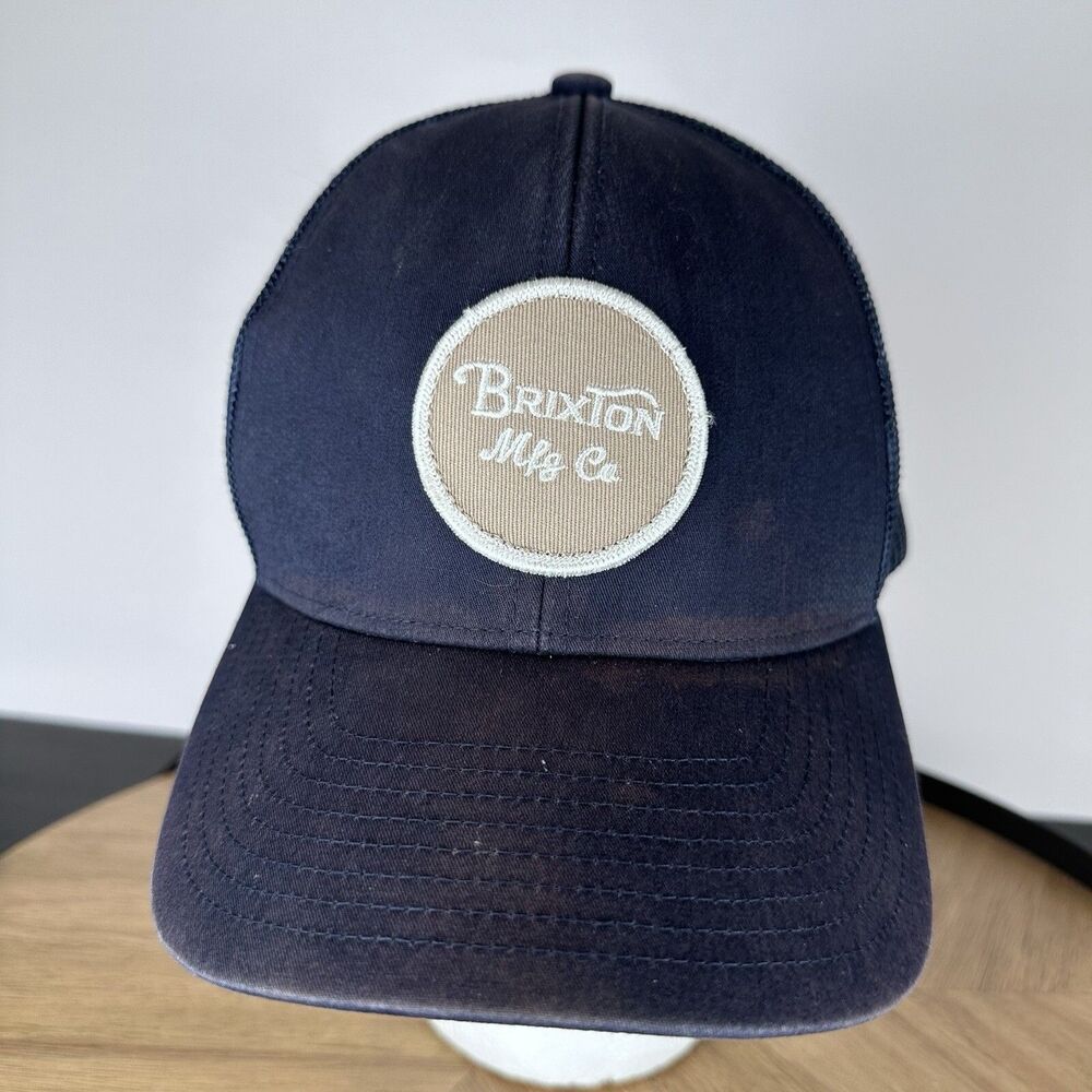 Brixton Mfg Co. Hat SnapBack Truckers Hat. Adjustable Blue Navy Patch Logo